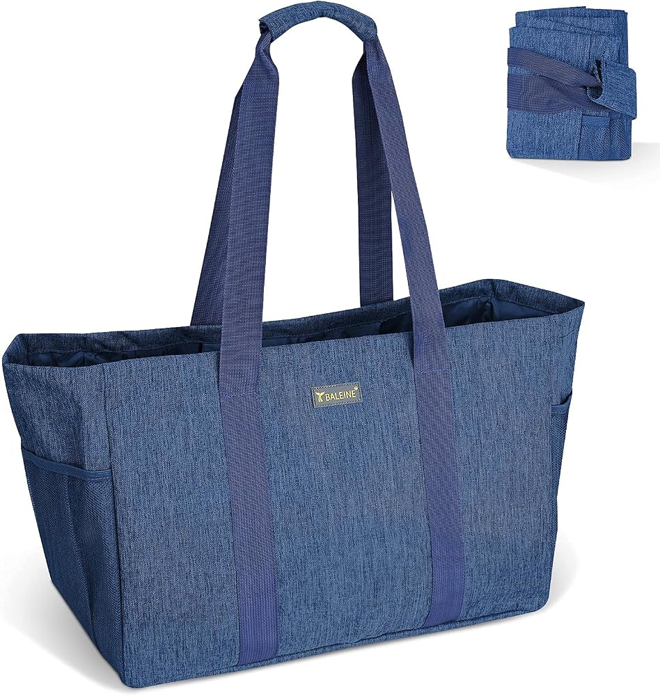 BALEINE Soft 9 Gallon Extra Large Utility Tote, Foldable Reusable Storage Bag (Denim Blue)