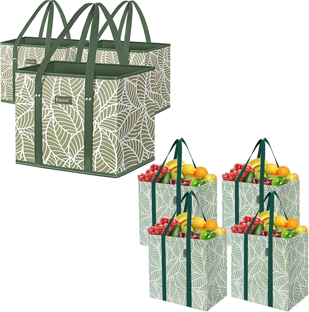 BALEINE 3Pk Reusable Grocery Bags + 4Pk Reusable Grocery Bags