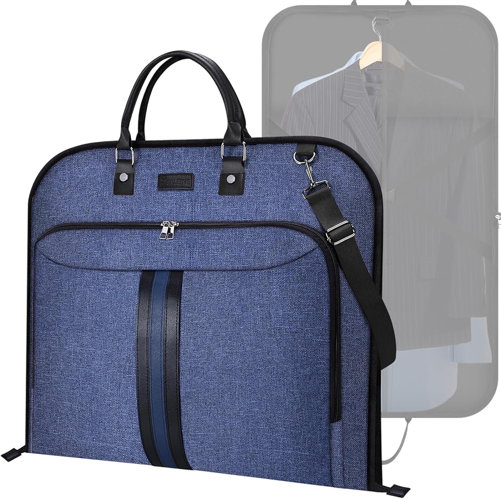 BALEINE Travel Garment Bag, Travel Suit Bag for Men, Water Resistant Carry on Garment Bag for Hanging Clothes, Garment Duffel Bag for Travel Business (Blue)