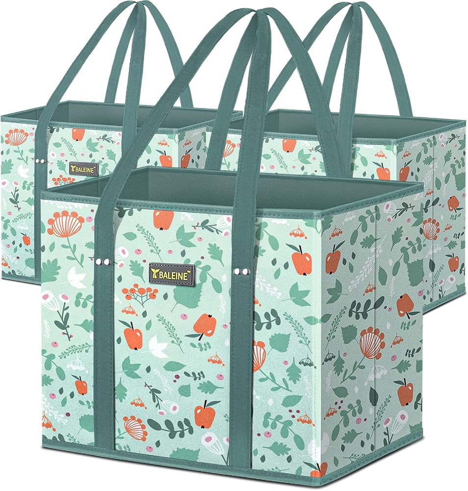 BALEINE 3PK Reusable Grocery Bags + 2Pk Insulated Reusable Grocery Bags