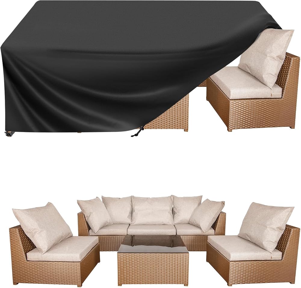 BALEINE Patio Furniture Covers, Outdoor Furniture Covers Waterproof, Heavy Duty Oxford Patio Table Cover for Outdoor Table, Chair, Sofa, Desk (Black, 108"L x 82"W x 28"H)