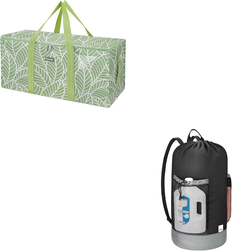 BALEINE Extra Large Storage Tote with Zippers & Carrying Handles + 120L Laundry Bag Backpack